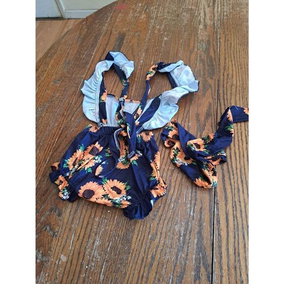 New 24 Month Floral One Piece Romper Outfit Sunflower - Picture 3 of 3